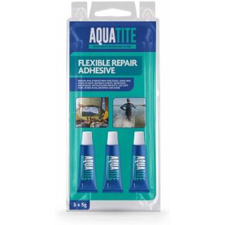 3 x 5g Tubes Aquatite Flexible Repair Adhesive